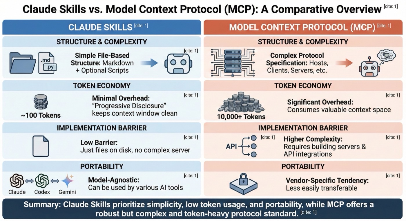 Claude Skills vs MCPの比較 — SkillsとModel Context Protocolの違い